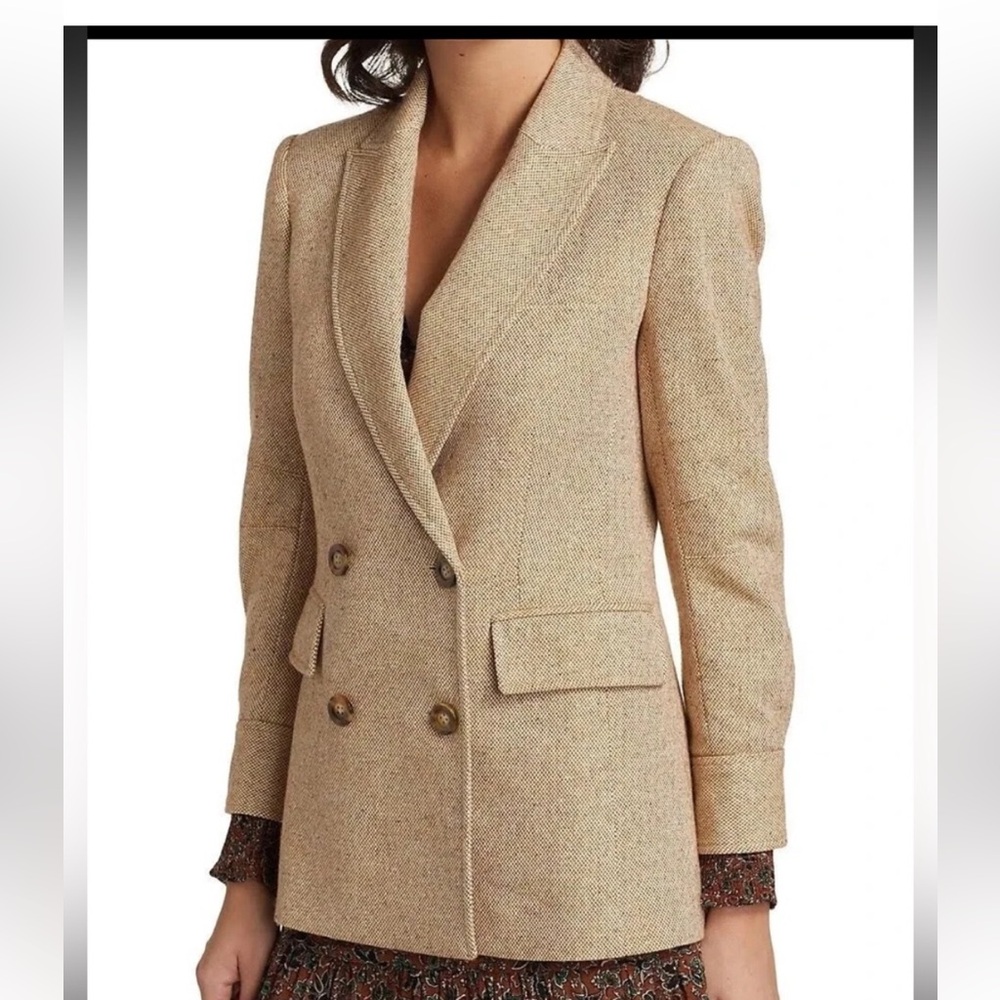 Veronica Beard Beige Double-Breasted Tailored Dickey Jacket